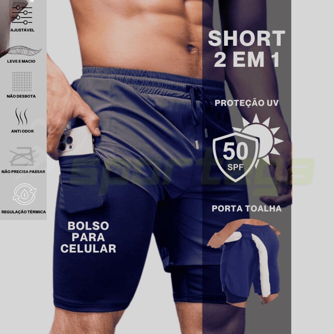 Shorts PowerFit 2 em 1 ( LEVE 3 PAGANDO 2! )