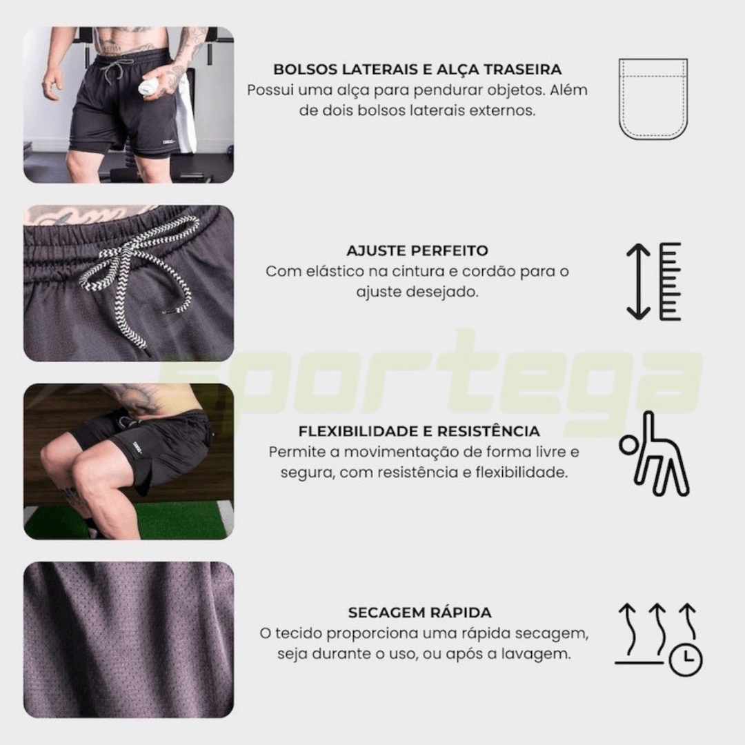 Shorts PowerFit 2 em 1 ( LEVE 3 PAGANDO 2! )