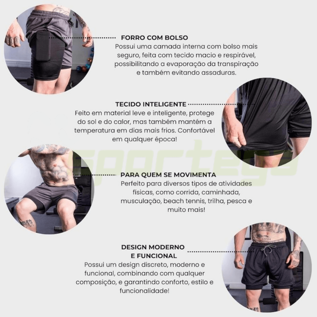 Shorts PowerFit 2 em 1 ( LEVE 3 PAGANDO 2! )