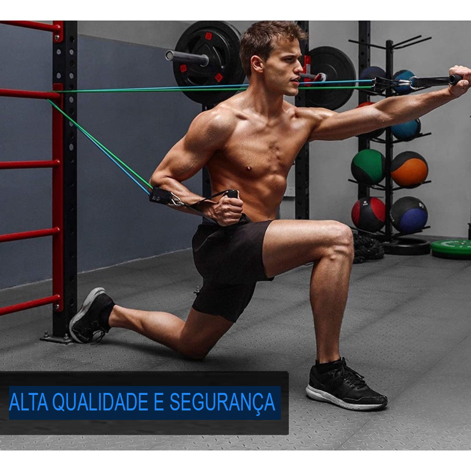 Conjunto de Faixa Elástica Esportiva 100 lbs resistência 150 kg