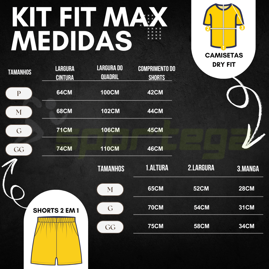 Kit FitMax Fitness 6 Peças Dry Fit (3 Camisetas + 3 Shorts 2 em 1)
